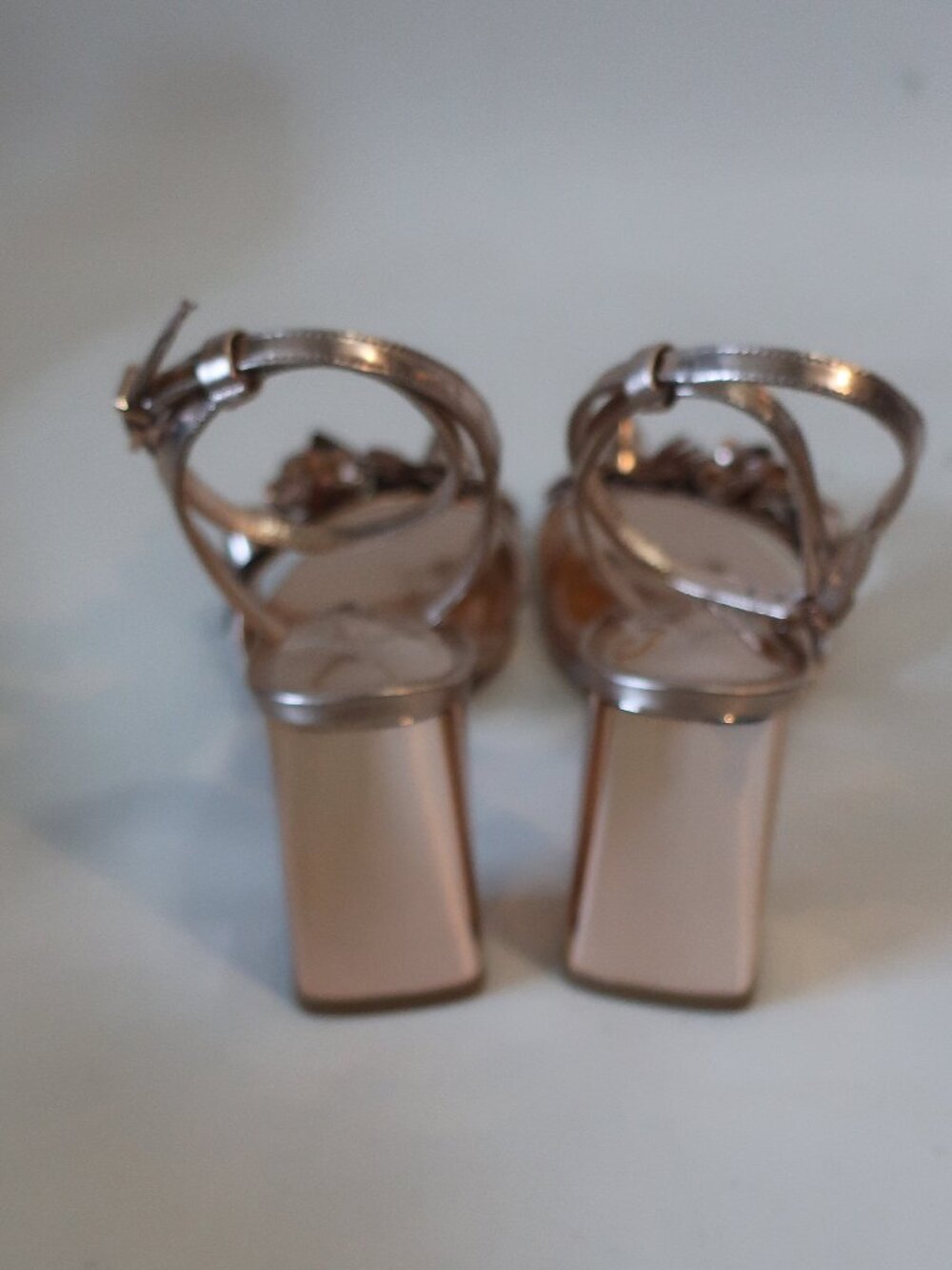 Sophia Webster Rose Gold Floral Ankle-Strap Block Heel Sandals - Picture 11 of 14